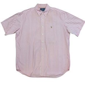 Ralph Lauren Men's Dress Shirt Classic Fit short Sleeve Buttondown Sz L